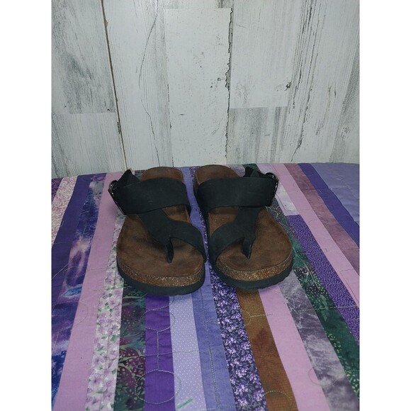 White Mountain Harley Footbed Sandals Black Leather Nubuck womens 9m - Picture 2 of 13